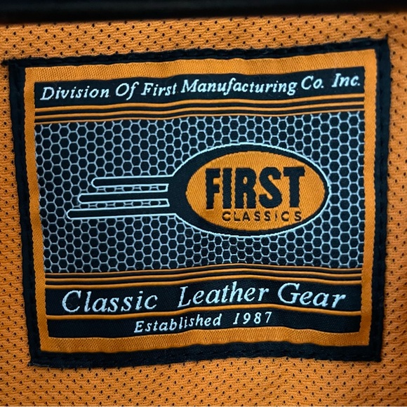 First Manufacturing Co. Classics Leather Gear Motorcycle Jacket M - Picture 8 of 10